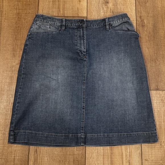 Talbots Jackets & Blazers - Talbots Medium Wash Denim Jean Skirt Women Size 14 Classic Stretch Preppy